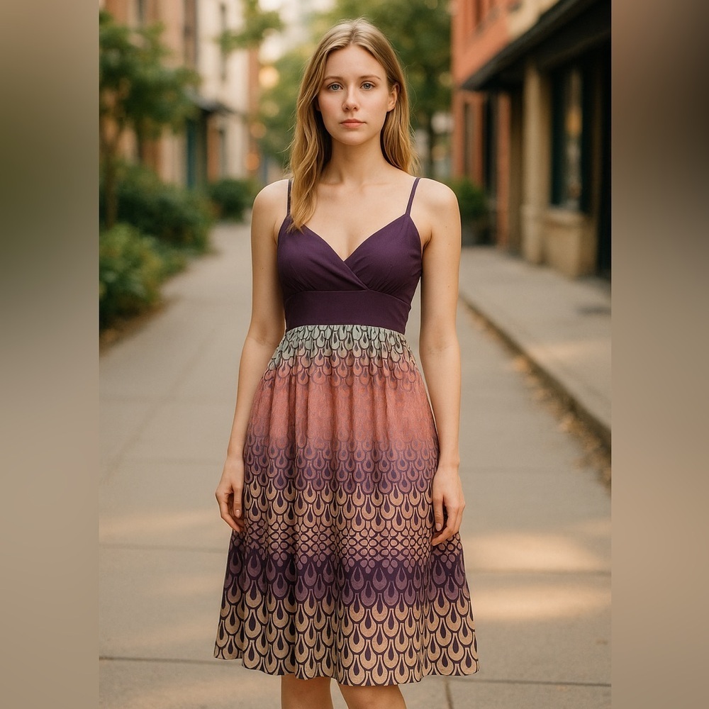 Witchery Pure Silk Purple Pink Strappy Dress Size 8